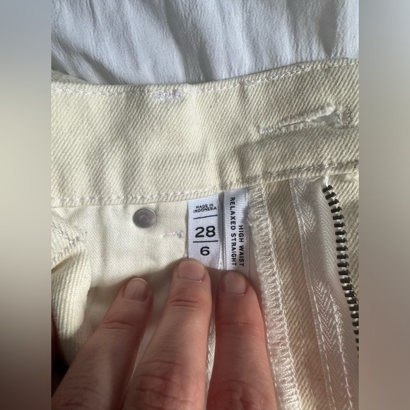 Loft High Rise Relaxed Straight Jeans with Raw Hem in Popcorn - 28x29 - Picture 6 of 12